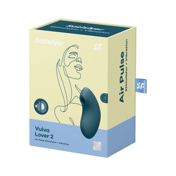 Вакуумний вібратор Satisfyer Vulva Lover 2 Blue SO6711 фото - купити в секс-шопі Чорний Кролик