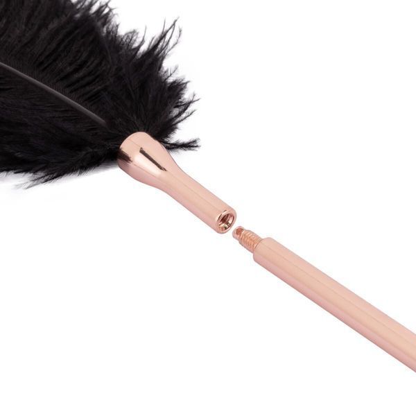 Лоскітка з металевим флогером Rosy Gold - Feather Tickler & Whip SX3909 фото - купити в секс-шопі Чорний Кролик