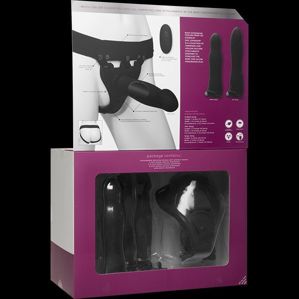 Набір для страпона з вібрацією Doc Johnson Body Extensions - BE Naughty - Black SO2793 фото - купити в секс-шопі Чорний Кролик
