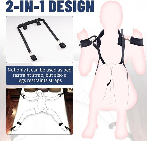БДСМ-набір LOCKINK YEAHWOW Bed Restraint set SX2844 фото - купити в секс-шопі Чорний Кролик