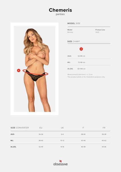 Трусики Obsessive Chemeris panties XL/2XL SO9763 фото - купити в секс-шопі Чорний Кролик