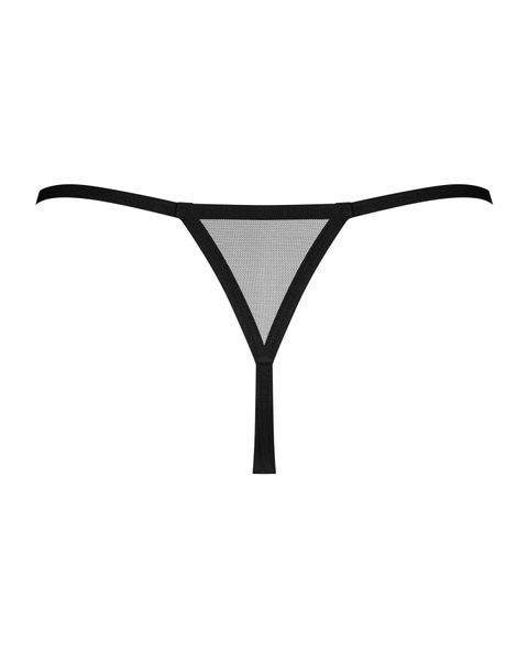 Трусики-стрінги Obsessive Novenes crotchless thong, M/L, сітка, стрепи, прикраса зі стразами SX0623 фото - купити в секс-шопі Чорний Кролик