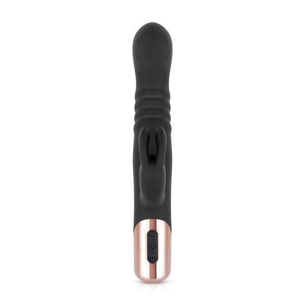 Вібратор-кролик Rosy Gold - Rabbit Vibrator with thrusting function - Black SX3069 фото - купити в секс-шопі Чорний Кролик