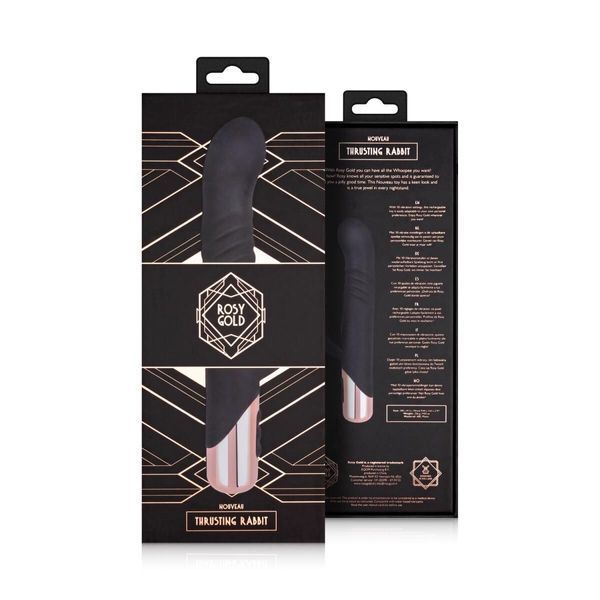 Вібратор-кролик Rosy Gold - Rabbit Vibrator with thrusting function - Black SX3069 фото - купити в секс-шопі Чорний Кролик
