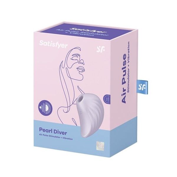 Вакуумний кліторальний стимулятор із вібрацією Satisfyer Pearl Diver Violet SO6078 фото - купити в секс-шопі Чорний Кролик