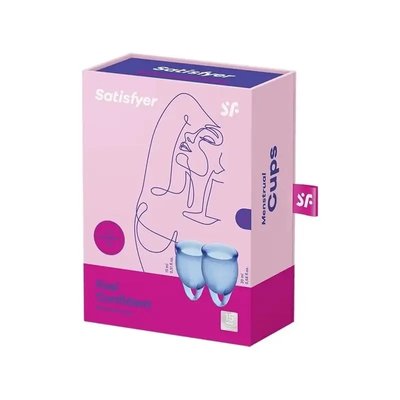 Набір менструальних чаш Satisfyer Feel Confident (dark blue), 15мл та 20мл, мішечок для зберігання SO3576 фото