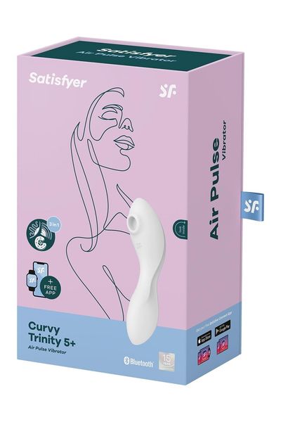 Вакуумний смарт-стимулятор із вібрацією Satisfyer Curvy Trinity 5 (White), керування зі смартфона SO6725 фото - купити в секс-шопі Чорний Кролик