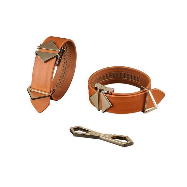 Фіксатори для рук та ніг LOCKINK Wristcuffs/Anklecuffs, коричневі, натуральна шкіра SX0836 фото - купити в секс-шопі Чорний Кролик