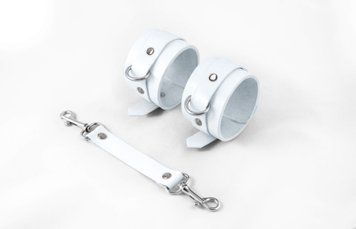 Наручники Feral Feelings - Hand Restraints White, натуральна шкіра SX3971 фото - купити в секс-шопі Чорний Кролик