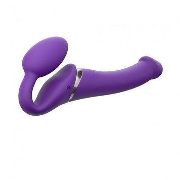 Безремінний страпон з вібрацією Strap-On-Me Vibrating Violet M, діаметр 3,8 см, пульт ДК, регульований SO3825 фото - купити в секс-шопі Чорний Кролик