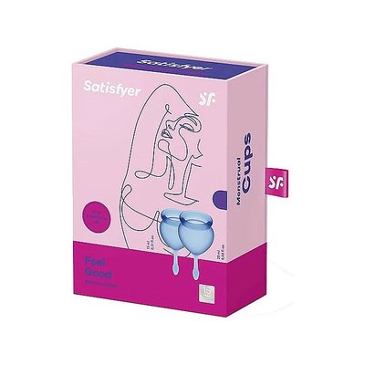 Набір менструальних чаш Satisfyer Feel Good (dark blue), 15мл та 20мл, мішечок для зберігання SO3582 фото