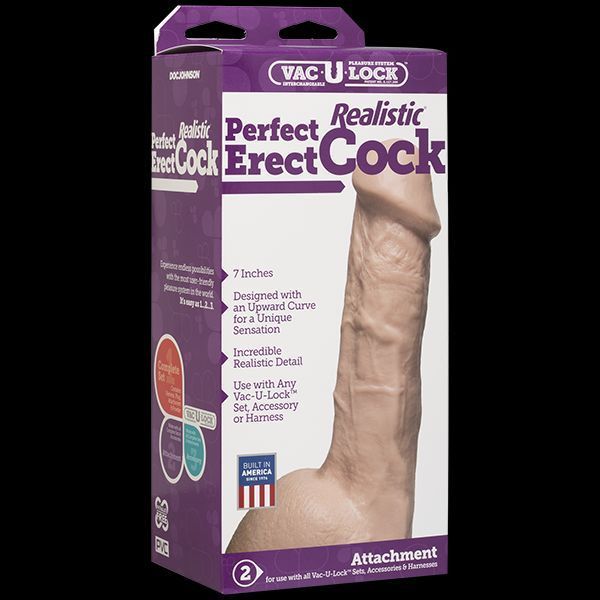 Фалоімітатор Doc Johnson - 7 Inch Perfect Erect Cock, велика головка, Vac-U-Lock SO2796 фото - купити в секс-шопі Чорний Кролик