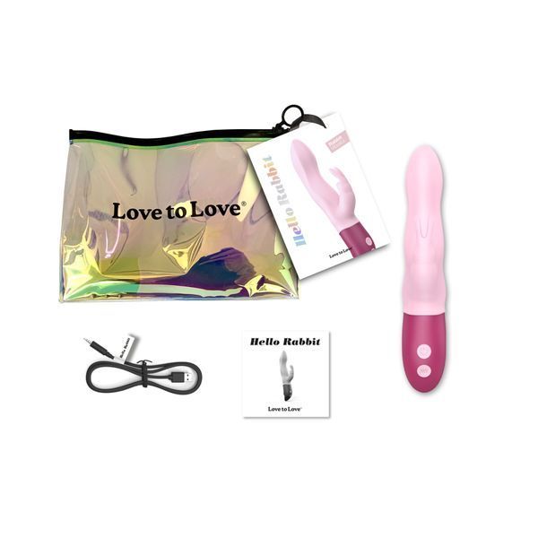 Вібратор-кролик Love To Love Hello Rabbit Rose з гнучким стовбуром і стимуляцією точки G, 2 мотори SO3352 фото - купити в секс-шопі Чорний Кролик