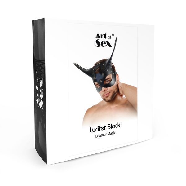 Шкіряна маска Art of Sex - Lucifer Black SX0669 фото - купити в секс-шопі Чорний Кролик