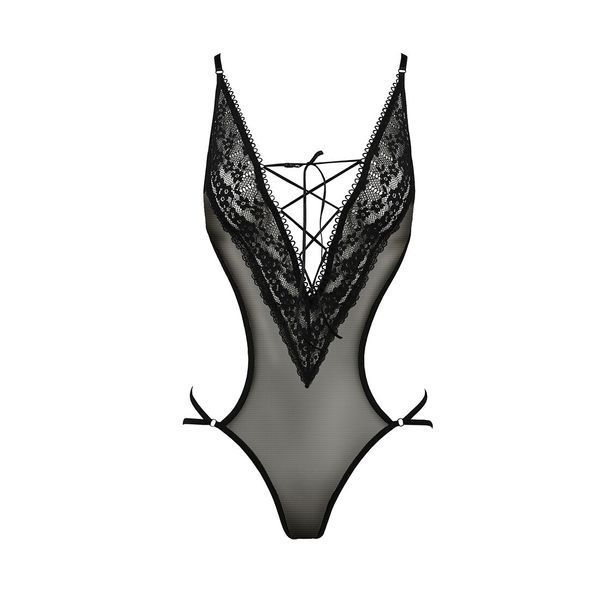 Боді монокіні з декольте Passion ERZA BODY S/M, black PS26002 фото - купити в секс-шопі Чорний Кролик