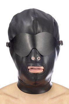 Капюшон для БДСМ зі знімною маскою Fetish Tentation BDSM hood in leatherette with removable mask SO4672 фото - купити в секс-шопі Чорний Кролик