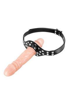 Кляп із подвійним фалоімітатором Fetish Tentation &ndash; Double Penis Gag Flesh SO5989 фото - купити в секс-шопі Чорний Кролик