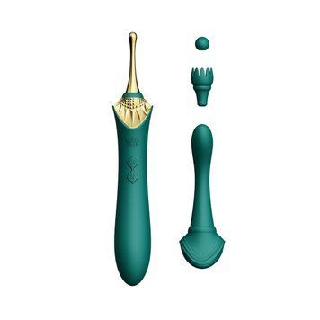 Вагінально-кліторальний вібратор Zalo &mdash; Bess Turquoise Green, багатофункціональний із насадками SO6652 фото - купити в секс-шопі Чорний Кролик
