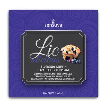Пробник гелю для мінету Sensuva Lic-o-licious Blueberry Muffin (6 мл), оліїстий, без цукру SX0662 фото - купити в секс-шопі Чорний Кролик