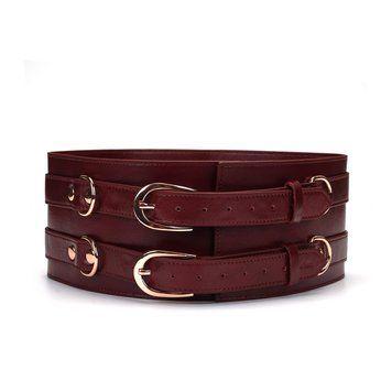 Шкіряний пояс для бондажу Liebe Seele Wine Red Waist Cuff, S Size SO9460 фото - купити в секс-шопі Чорний Кролик