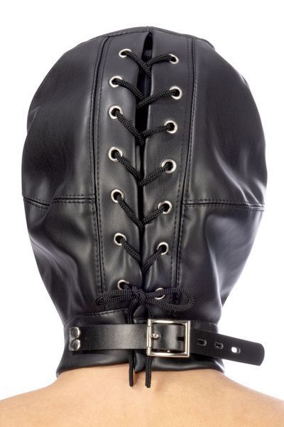 Капюшон для БДСМ зі знімною маскою Fetish Tentation BDSM hood in leatherette with removable mask SO4672 фото - купити в секс-шопі Чорний Кролик