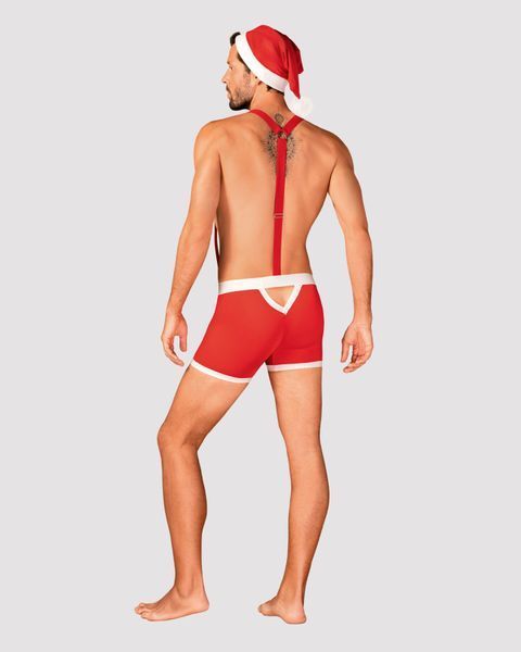 Чоловічий еротичний костюм Санта-Клауса Obsessive Mr Claus 2XL/3XL, боксери на підтяжках, шапочка з SO7296 фото - купити в секс-шопі Чорний Кролик