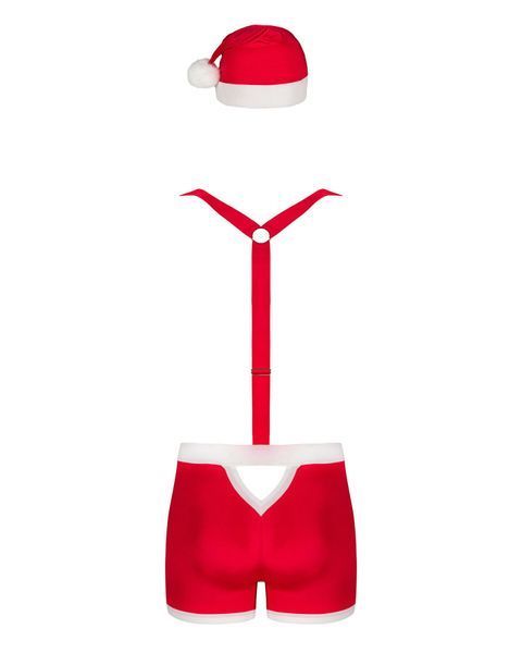 Чоловічий еротичний костюм Санта-Клауса Obsessive Mr Claus 2XL/3XL, боксери на підтяжках, шапочка з SO7296 фото - купити в секс-шопі Чорний Кролик