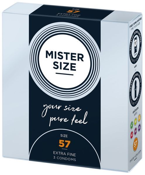 Презервативи Mister Size - pure feel - 57 (3 condoms), товщина 0,05 мм SO8035 фото - купити в секс-шопі Чорний Кролик