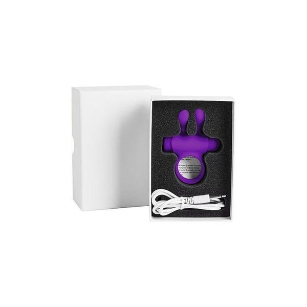 Ерекційне віброкільце S Pleasures Premium Rabbit Ring фіолетове, зі знімною віброкулею та вушками SX4590 фото - купити в секс-шопі Чорний Кролик