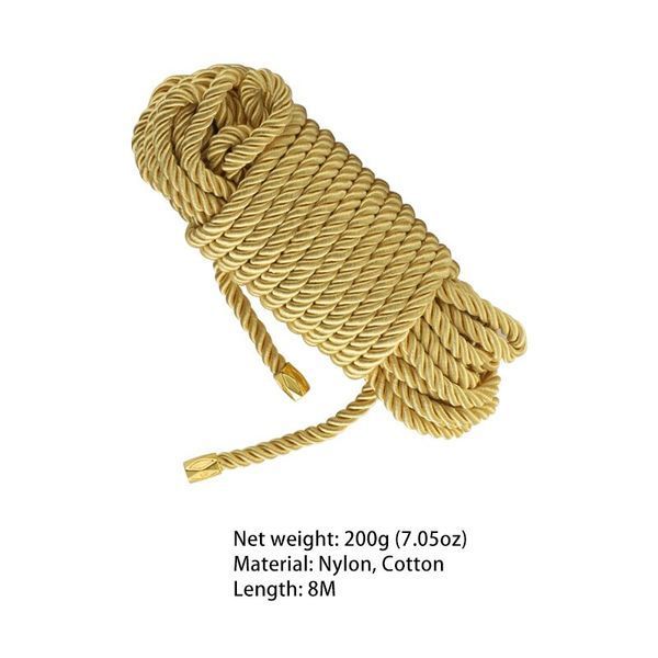 Мотузка для шибарі LOCKINK SEVANDA Shibari Pratice Rope, золотиста, 8 м, нейлон+бавовна SX0881 фото - купити в секс-шопі Чорний Кролик