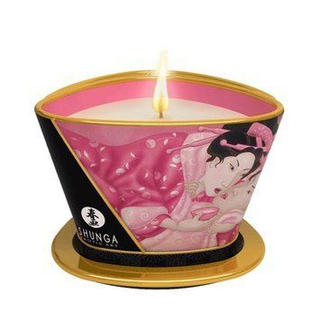 Масажна свічка Shunga Massage Candle &ndash; Rose Petals (170 мл) з афродизіаками SO2510 фото - купити в секс-шопі Чорний Кролик