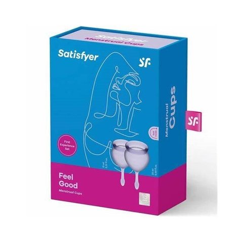 Набір менструальних чаш Satisfyer Feel Good (lila), 15мл та 20мл, мішечок для зберігання SO3586 фото - купити в секс-шопі Чорний Кролик