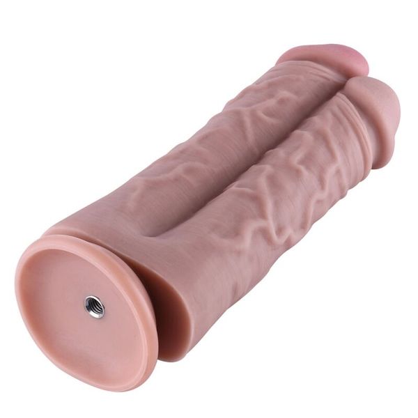 Подвійний дилдо для секс-машин Hismith 8.5″ Two Cocks One Hole Silicone Dildo SO6206 фото - купити в секс-шопі Чорний Кролик