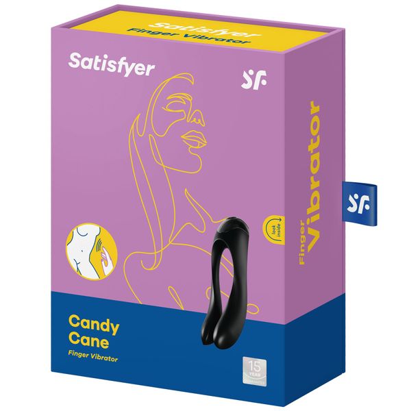 Вібратор на палець Satisfyer Candy Cane Black SO4653 фото - купити в секс-шопі Чорний Кролик