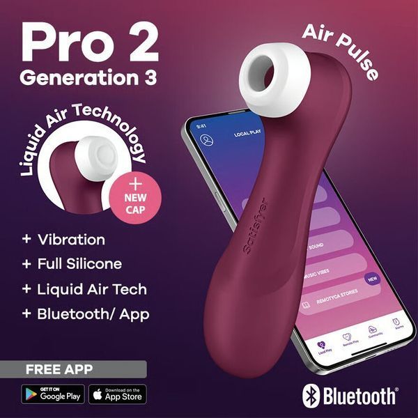 Вакуумний кліторальний стимулятор Satisfyer Pro 2 Generation 3 with Liquid Air Connect App Wіnе Red SO7774 фото - купити в секс-шопі Чорний Кролик
