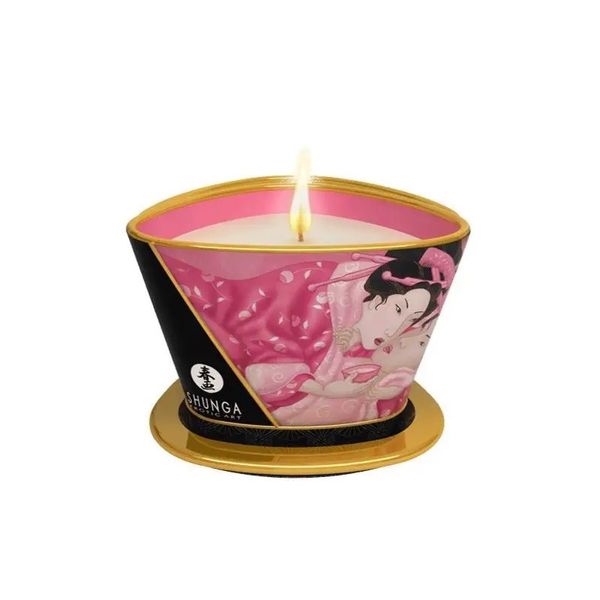 Масажна свічка Shunga Massage Candle – Rose Petals (170 мл) з афродизіаками SO2510 фото - купити в секс-шопі Чорний Кролик