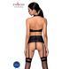 Комплект з еко-шкіри з імітацією шнурівки Passion NANCY SET S/M black топ, трусики, пояс для панчіх SO5374 фото 2