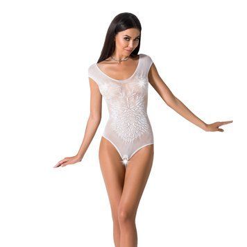 Бодістокінг Passion BS064 One Size, White, боді, закрите плече, відкритий доступ PBS064W фото - купити в секс-шопі Чорний Кролик