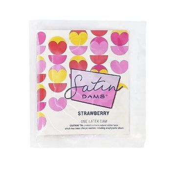 Латексна серветка Satin Dams Strawberry 1 шт SX1257 фото - купити в секс-шопі Чорний Кролик