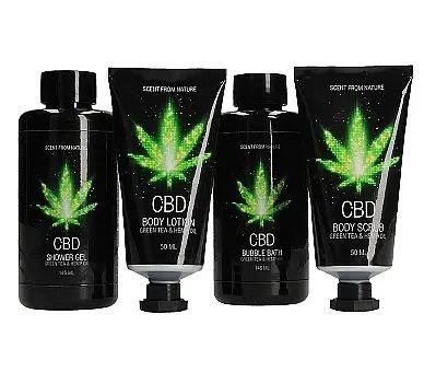 Набір для ванни і душу CBD Luxe Gift set-GREEN TEA & HEMP OIL ( 4 предмета ) PHA248 фото