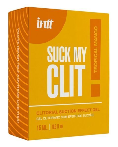 Смоктайзер для клітора Intt Suck My Clit Tropical Mango (15 мл), манго, гель з ефектом посмоктування SX4003 фото - купити в секс-шопі Чорний Кролик