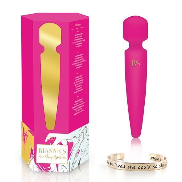 Вібромасажер Rianne S: Bella Mini Wand Rose, 10 режимів, медичний силікон, подарункове паковання SO3868 фото - купити в секс-шопі Чорний Кролик