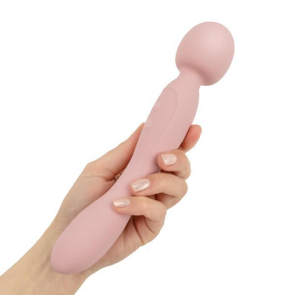 Двосторонній масажер-вібратор Good Vibes Only &ndash; SIMI Double-Sided Wand Vibrator Soft Silicone &ndash; Pink SX3076 фото - купити в секс-шопі Чорний Кролик