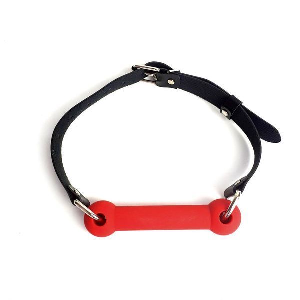 Кляп-палиця на ременях Art of Sex &ndash; Gag Stick Silicon, червоний, натуральна шкіра SO6704 фото - купити в секс-шопі Чорний Кролик