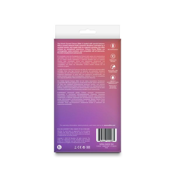 Ділдо з вібрацією NS Novelties Colours - Curve - Vibrating - 6" Dildo - Pink SX4334 фото - купити в секс-шопі Чорний Кролик