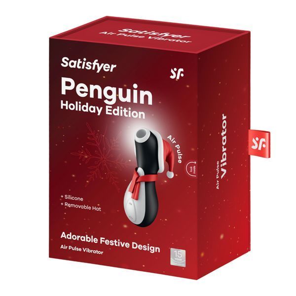 Вакуумний кліторальний стимулятор Satisfyer Penguin Holiday Edition, у шапочці та шарфі SO8777 фото - купити в секс-шопі Чорний Кролик