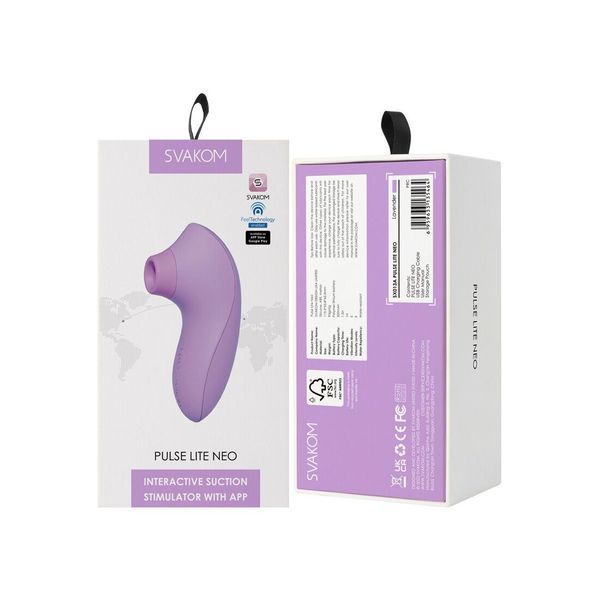 Вакуумний стимулятор Svakom Pulse Lite Neo Lavender, керується зі смартфона SO7322 фото - купити в секс-шопі Чорний Кролик