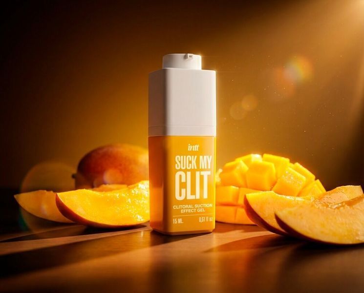Смоктайзер для клітора Intt Suck My Clit Tropical Mango (15 мл), манго, гель з ефектом посмоктування SX4003 фото - купити в секс-шопі Чорний Кролик