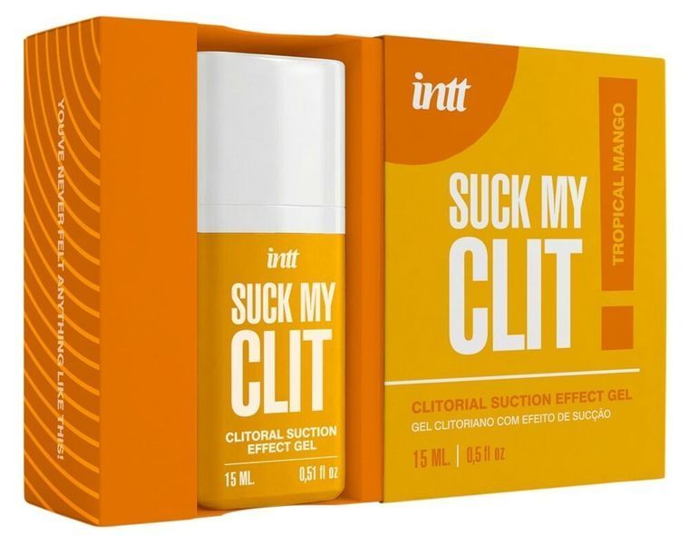 Смоктайзер для клітора Intt Suck My Clit Tropical Mango (15 мл), манго, гель з ефектом посмоктування SX4003 фото - купити в секс-шопі Чорний Кролик