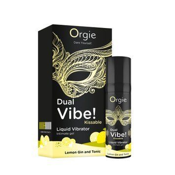 Рідкий вібратор Orgie Dual Vibe! Lemon Gin And Tonic Kissable Liquid Vibrator, 15 мл SX1490 фото - купити в секс-шопі Чорний Кролик